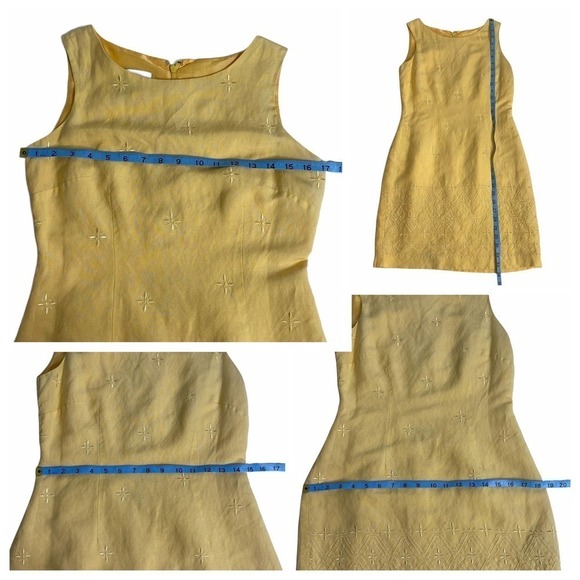 Agb Dress Petite Byer California Yellow Embroidered Sleeveless Sheath Mini Dress - Picture 13 of 13